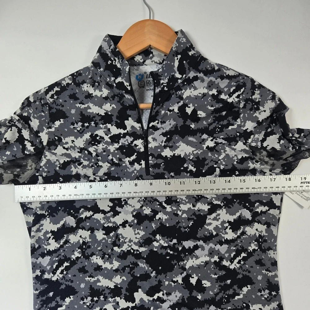 IBKUL Quarter Zip Pullover Womens XS Grey Digital Camo IceFil Sun Shirt Golf NEW